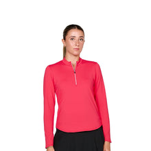 Load image into Gallery viewer, Sofibella UV Colors Womens Half-Zip LS Golf Shirt - Berry Red/XL
 - 6