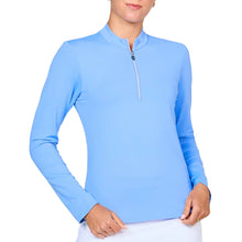 Load image into Gallery viewer, Sofibella UV Colors Womens Half-Zip LS Golf Shirt - Periwinkle/XL
 - 3
