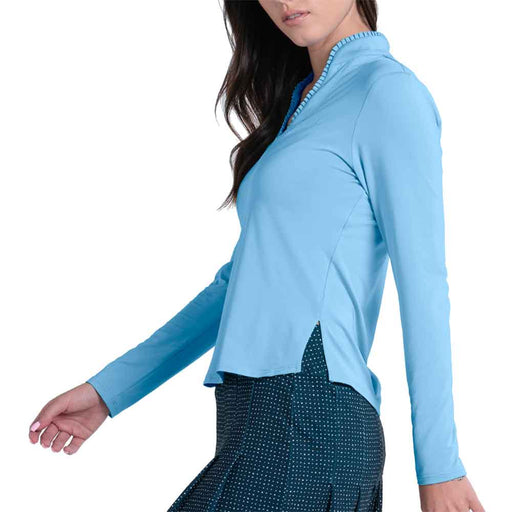 Lucky in Love Pleat Neck Wns Longsleeve Golf Shirt