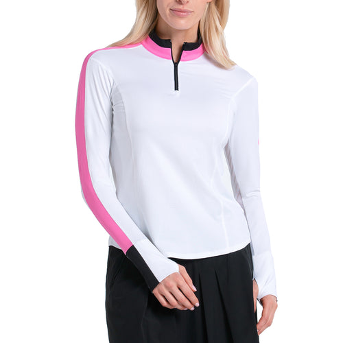 Lucky In Love Zip & Drive Quarter-Zip Long Sleeve Womens Golf Pullover