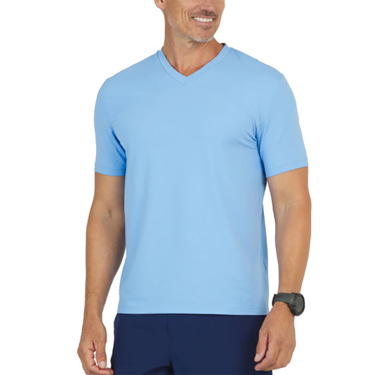 Ibkul Essential Solid Short Sleeve V-Neck Mens Tennis Shirt