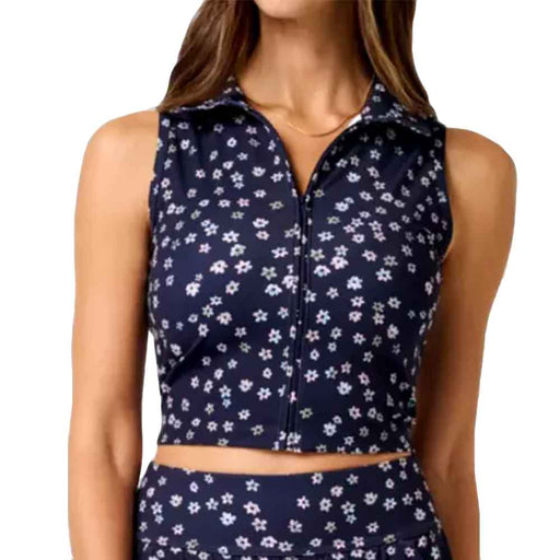 Travis Mathew Moveknit Printed SL Womens Golf Polo - Navy Blzr Multi/M