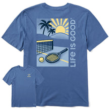 Load image into Gallery viewer, Life Is Good Tennis Court Beach SS Mens T-Shirt - Vintage Blue/XXL
 - 1