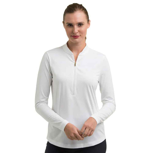 Fairway and Greene Cat Long Slv Wms Golf Pullover - White/L