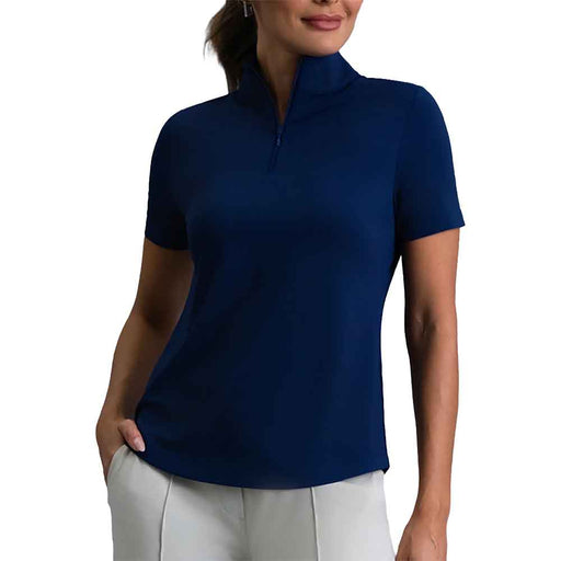 Ibkul Essential Solid SS Mock Womens Golf QZ - Classic Navy/XL