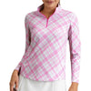 Ibkul Tony Plaid Essential Long Sleeve Mock Womens Golf Quarter-Zip