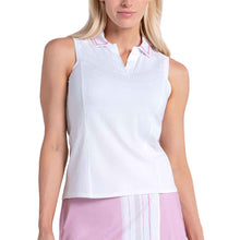 Load image into Gallery viewer, Lucky in Love Tee Time Womens Golf Polo Tank - White/L
 - 1