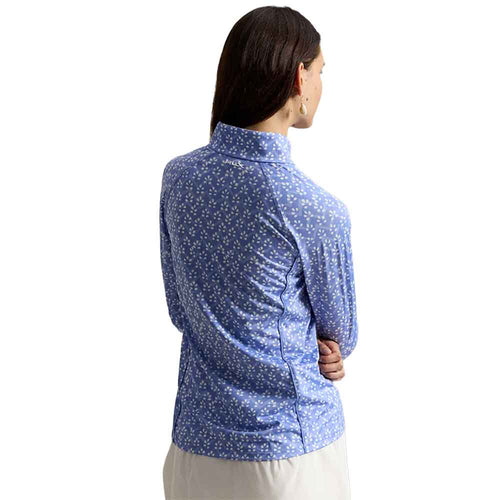 RLX Polo Golf Blue Mist Batik Womens Quarter-Zip Mock Neck Golf Pullover - 2