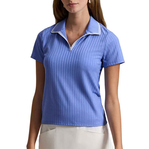 RLX Polo Golf Rib Knit Blue SS Womens Golf Polo - Blue Mist/L