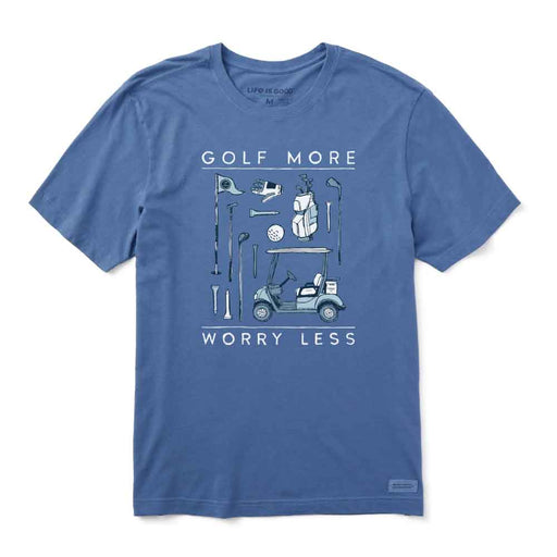Life Is Good Golf More Worry Less Crsh SS Mens Tee - Vintage Blue/XXL