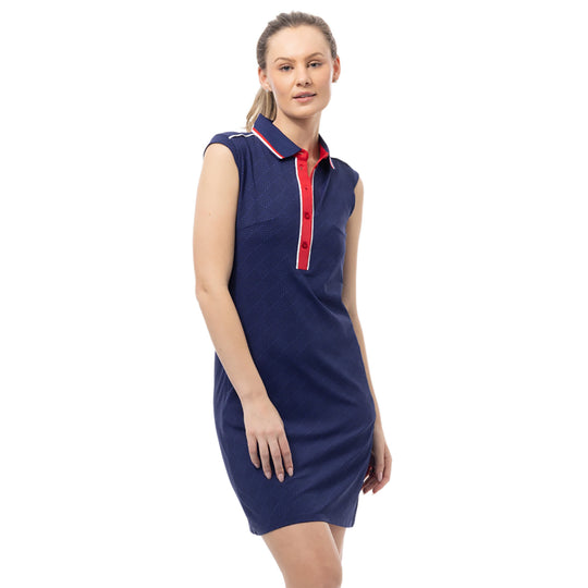 SanSoleil Solstyle Cool Sleeveless Betsy Navy Womens Golf Polo Dress