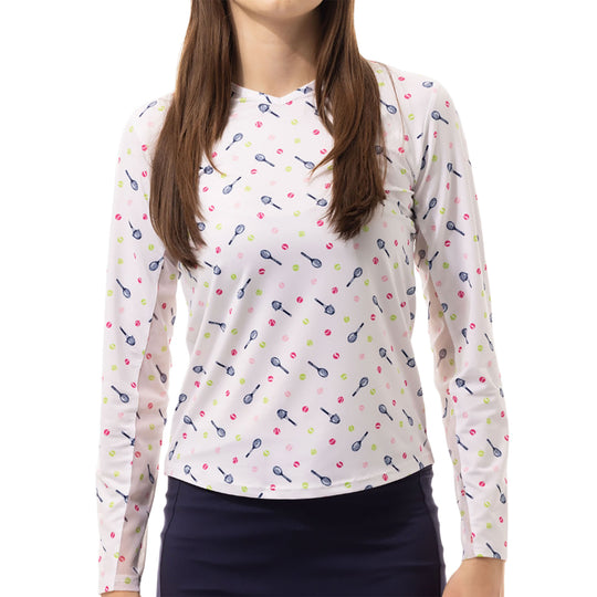 SanSoleil Sunglow Print Long Sleeve Womens Tennis Shirt