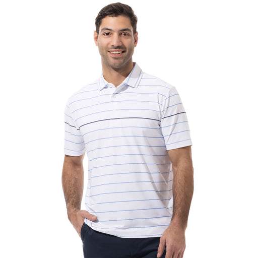 SanSoleil Soltek Ice Mens Short Sleeve Golf Polo - Wt/Chmb/Nt Strp/XXL