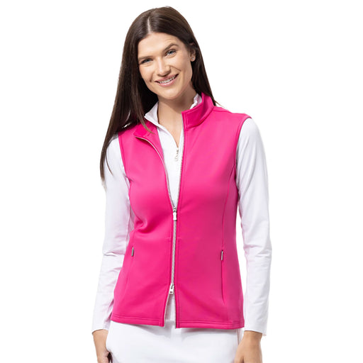 SanSoleil SolLayer Zip Womens Golf Vest - Fuchsia/L