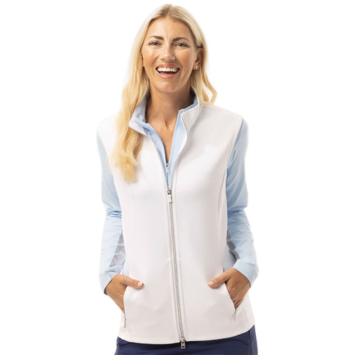 SanSoleil SolLayer Zip Womens Golf Vest - White/M