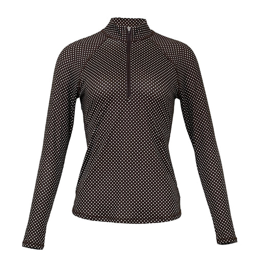 Jofit UV Esp Dot Womens Long Sleeve Golf Mock - Espresso Dot/XL