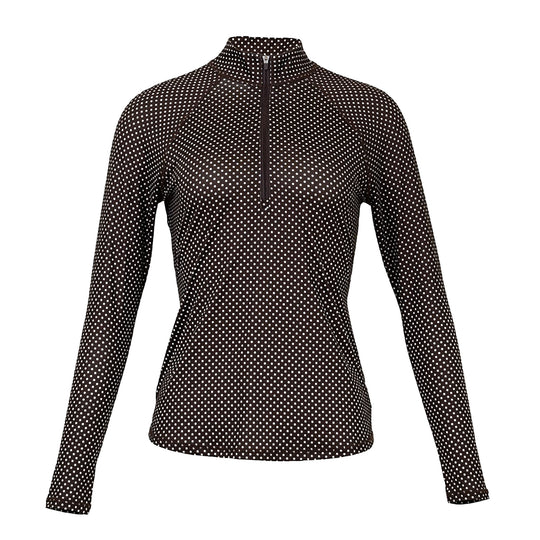 Jofit UV Espresso Dot Womens Long Sleeve Golf Mock