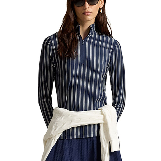 RLX Polo Golf Yarn Mockneck LS Wmn Golf QZ Pull - Ref Nvy/Crmc Wt/L