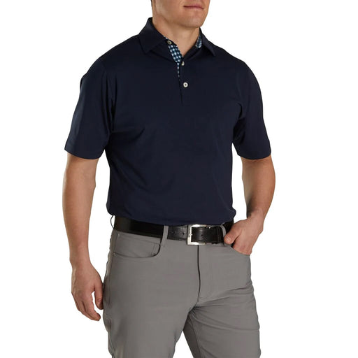 FootJoy Athletic Ft Lisle Solid Gingham Nvy M Polo