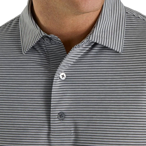 FJ Heather Pinstripe Lisle Self Collar Grey M Polo