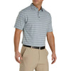 FootJoy Lisle Double Pin Stripe Self Collar Grey Mens Golf Polo