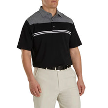 Load image into Gallery viewer, FootJoy Hthr Block Lisle Self Collar Blk Mens Polo
 - 1
