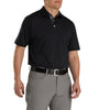 FootJoy Athletic Fit Lisle Solid Gingham Trim Self Collar Black Mens Golf Polo