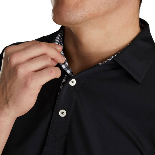 FootJoy Athletic Ft Lisle Solid Gingham Blk M Polo