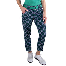 Load image into Gallery viewer, JoFit Belted Cropped Ankle Navy Womens Golf Pants
 - 1