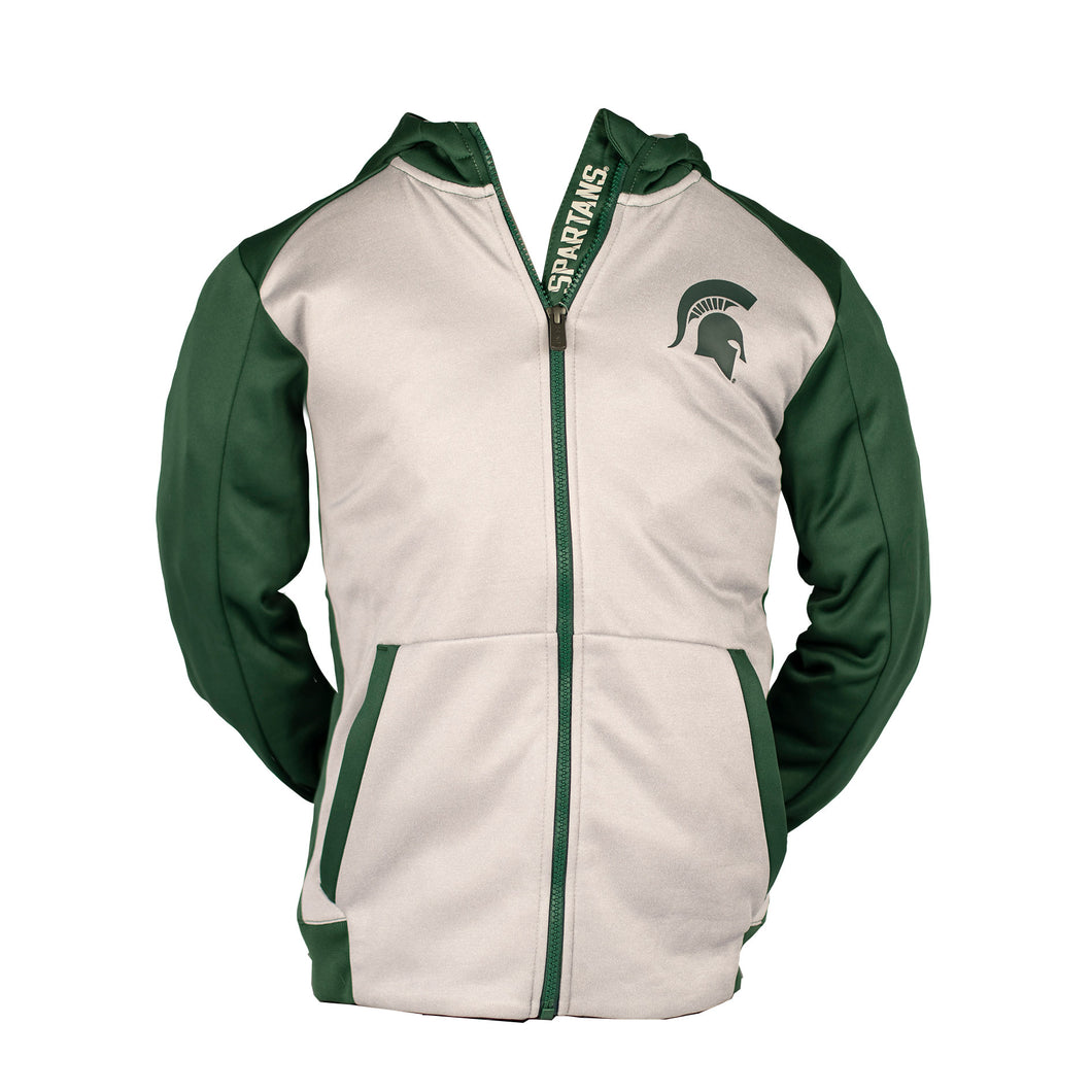 Outerstuff Hi-Tech Michigan State Boys FZ Hoodie - Green/Grey/XL