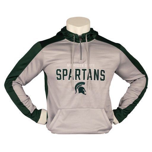 Overstuff MSU Mens Fleece 1/4 Zip Hoodie - Green/Grey/XXL