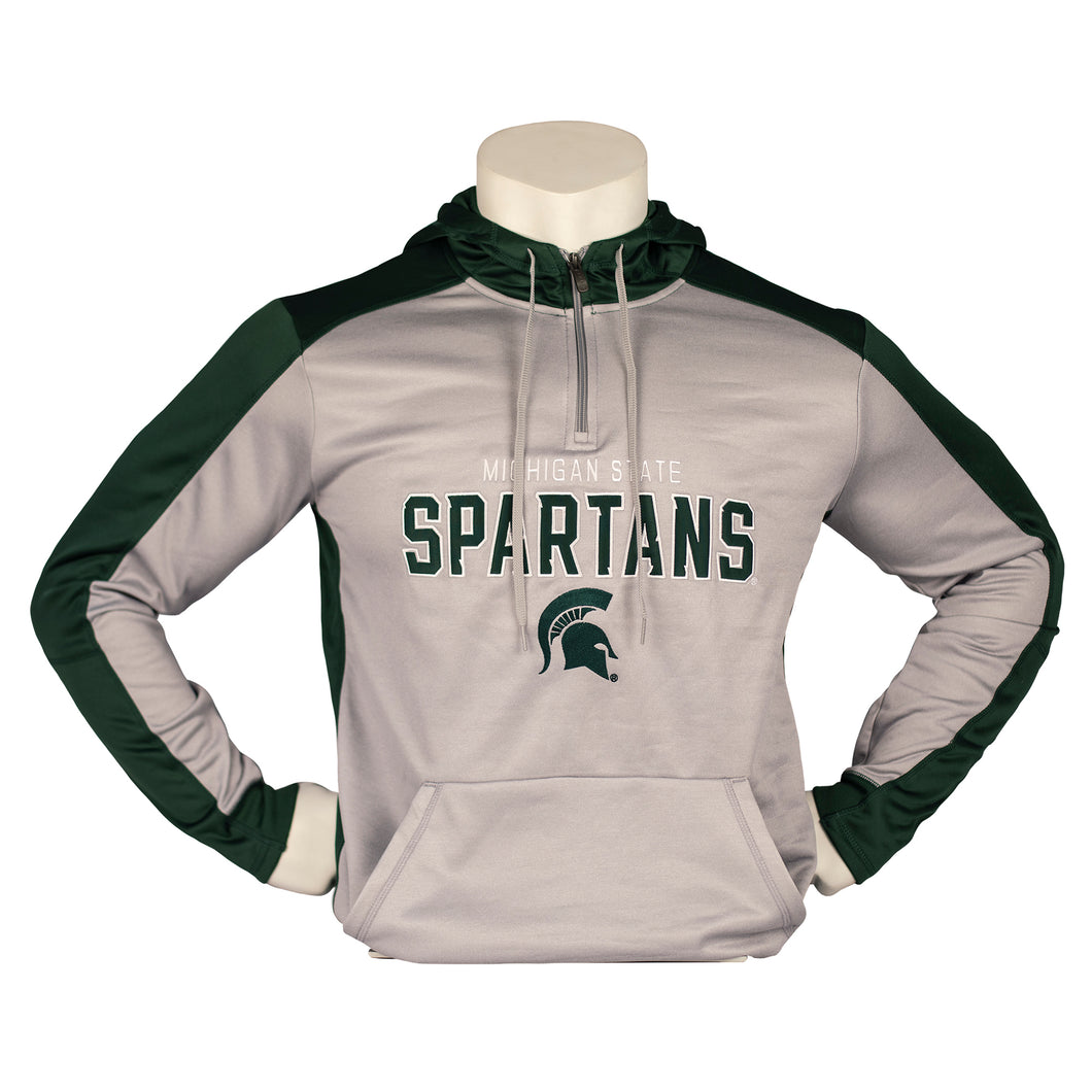 Overstuff MSU Mens Fleece 1/4 Zip Hoodie - Green/Grey/XXL