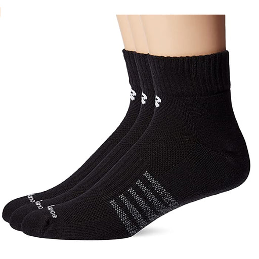 New Balance Cott 3 Pack Mens Low Cut Tennis Socks - Black/L