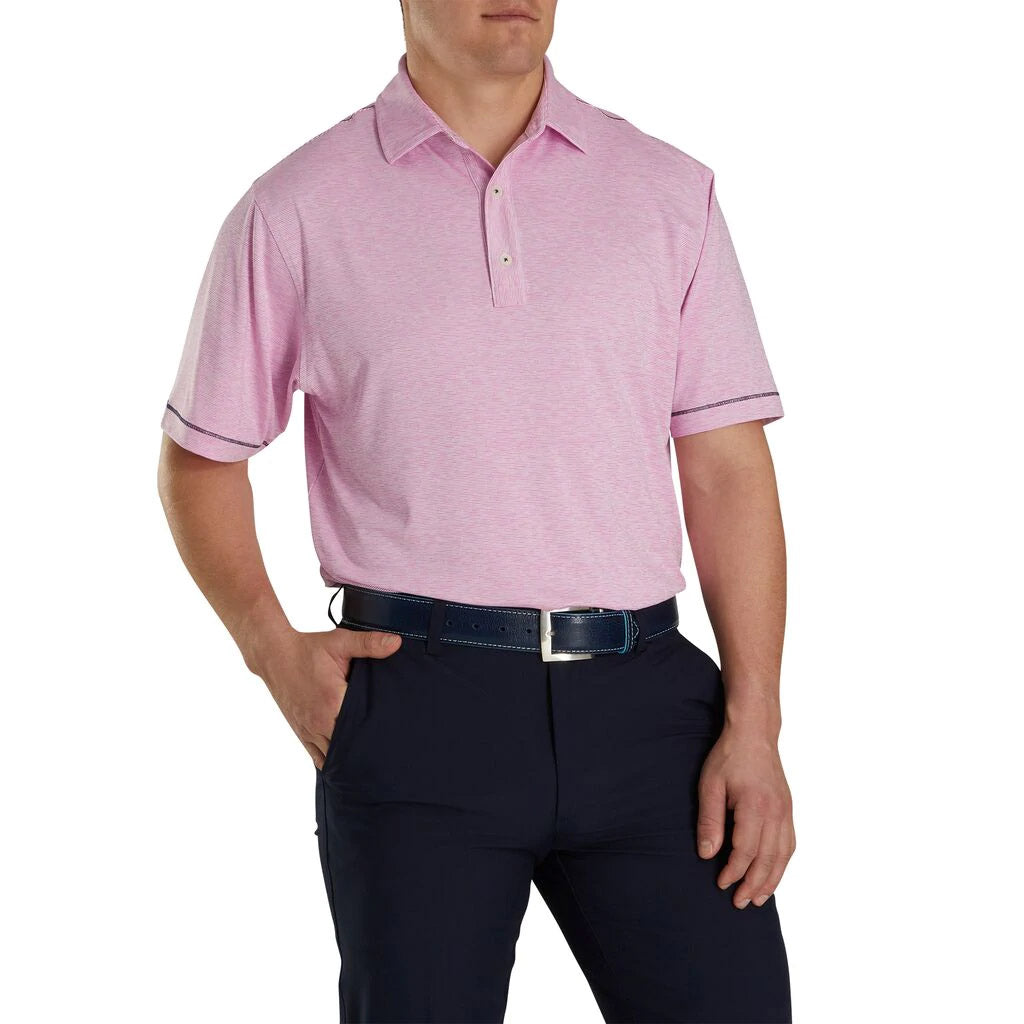FootJoy Lisle Space Dye Self Collar Pink Mens Polo