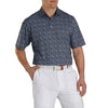 FootJoy Lisle Flower Print Self Collar Navy Mens Polo