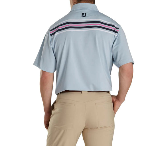 FootJoy Lisle Chest Blue Stripe Self Collar M Polo