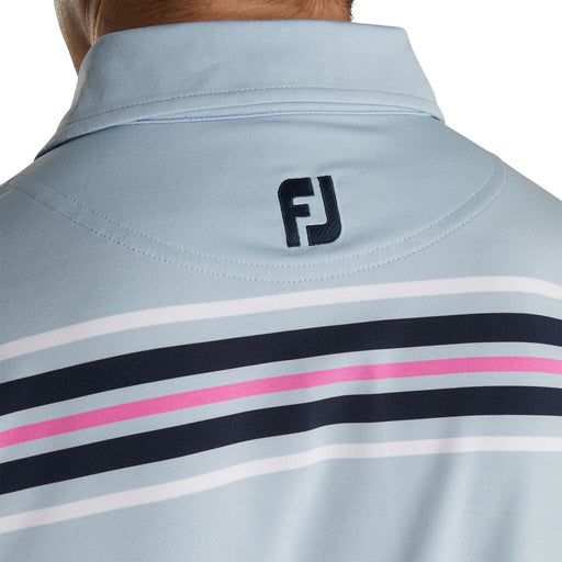 FootJoy Lisle Chest Blue Stripe Self Collar M Polo