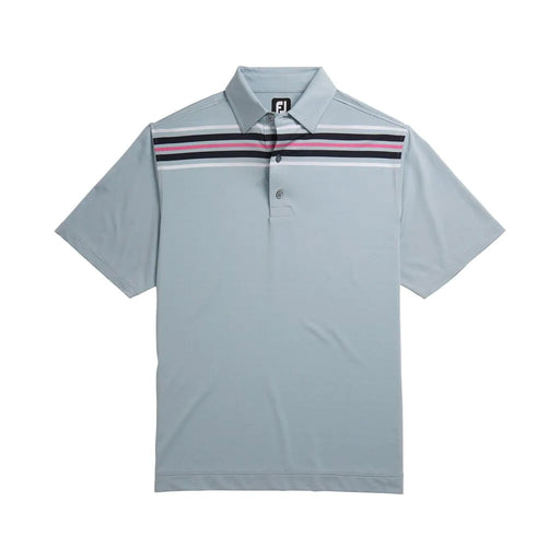 FootJoy Lisle Chest Blue Stripe Self Collar M Polo