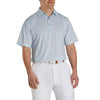 FootJoy Lisle Gingham Fray Print Self Collar White Mens Golf Polo