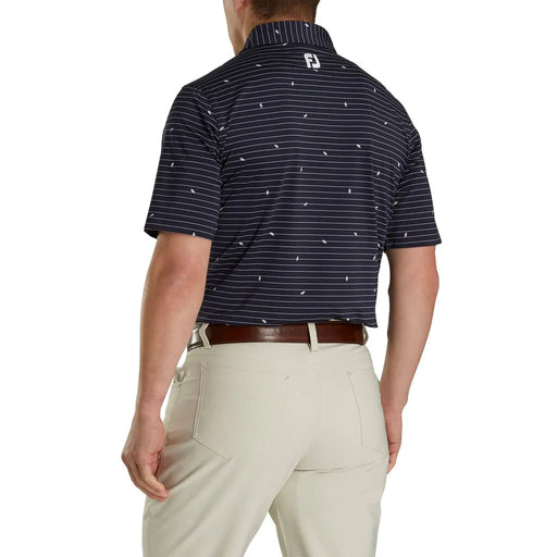 FootJoy Lisle Stripe Self Collar Navy Mens Polo