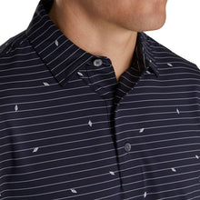 Load image into Gallery viewer, FootJoy Lisle Stripe Self Collar Navy Mens Polo
 - 3