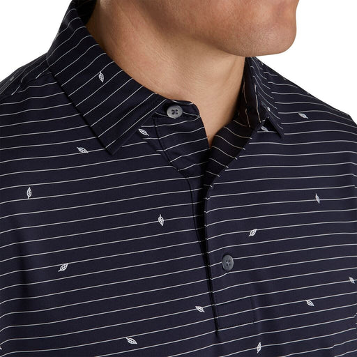 FootJoy Lisle Stripe Self Collar Navy Mens Polo