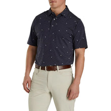 Load image into Gallery viewer, FootJoy Lisle Stripe Self Collar Navy Mens Polo
 - 1