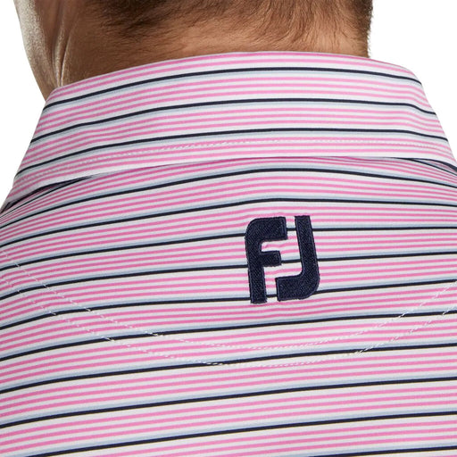 FJ Lisle Mlti Stripe Self Collar Pink M Golf Polo