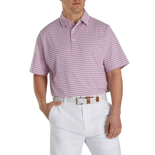 FJ Lisle Mlti Stripe Self Collar Pink M Golf Polo