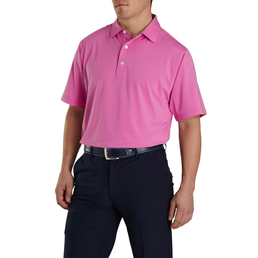 FootJoy Solid Lisle Self Collar Pnk Mens Golf Polo