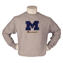 Load image into Gallery viewer, Champion UofM Rev Weave Mens Crewneck Sweatshirt - Grey Block M/XXL
 - 1