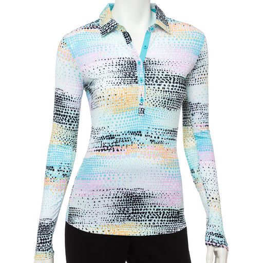 EP NY Overlapping Dots Print Womens LS Sun Shirt