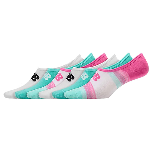 New Balance UL 6 Pack Kids No Show Tennis Socks - Pink/Aqua/Wht/L
