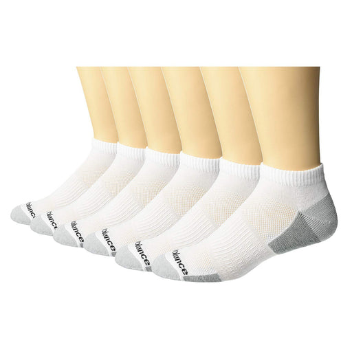 New Balance Ess Cush 6 Pack Mens LC Tennis Socks - White/Grey/L